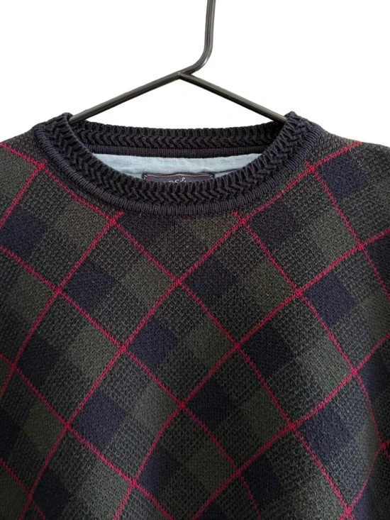 Woods & Gray Argyle Sweater Navy Green Red Estimated Size Large Oversized Fit - Picture 5 of 8
